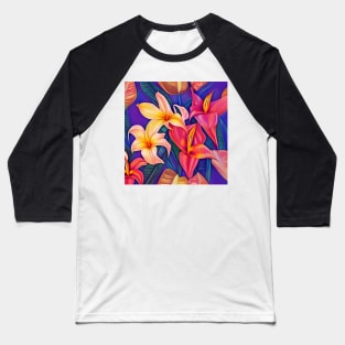 Tropical Flowers Five Baseball T-Shirt